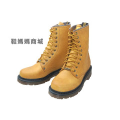 【鞋媽媽】[男女]AE小麥色10孔馬丁鞋*真皮*防滑*ae164