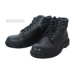 【鞋媽媽】[男女]真皮防滑*KS黑色7孔短靴*鋼頭鞋*工作鞋*ks010