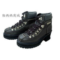 【鞋媽媽】[女]SKECHERS真皮短靴*厚底高跟*黑色*絕版款*sk034
